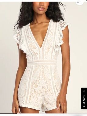 Lulus white lace romper
